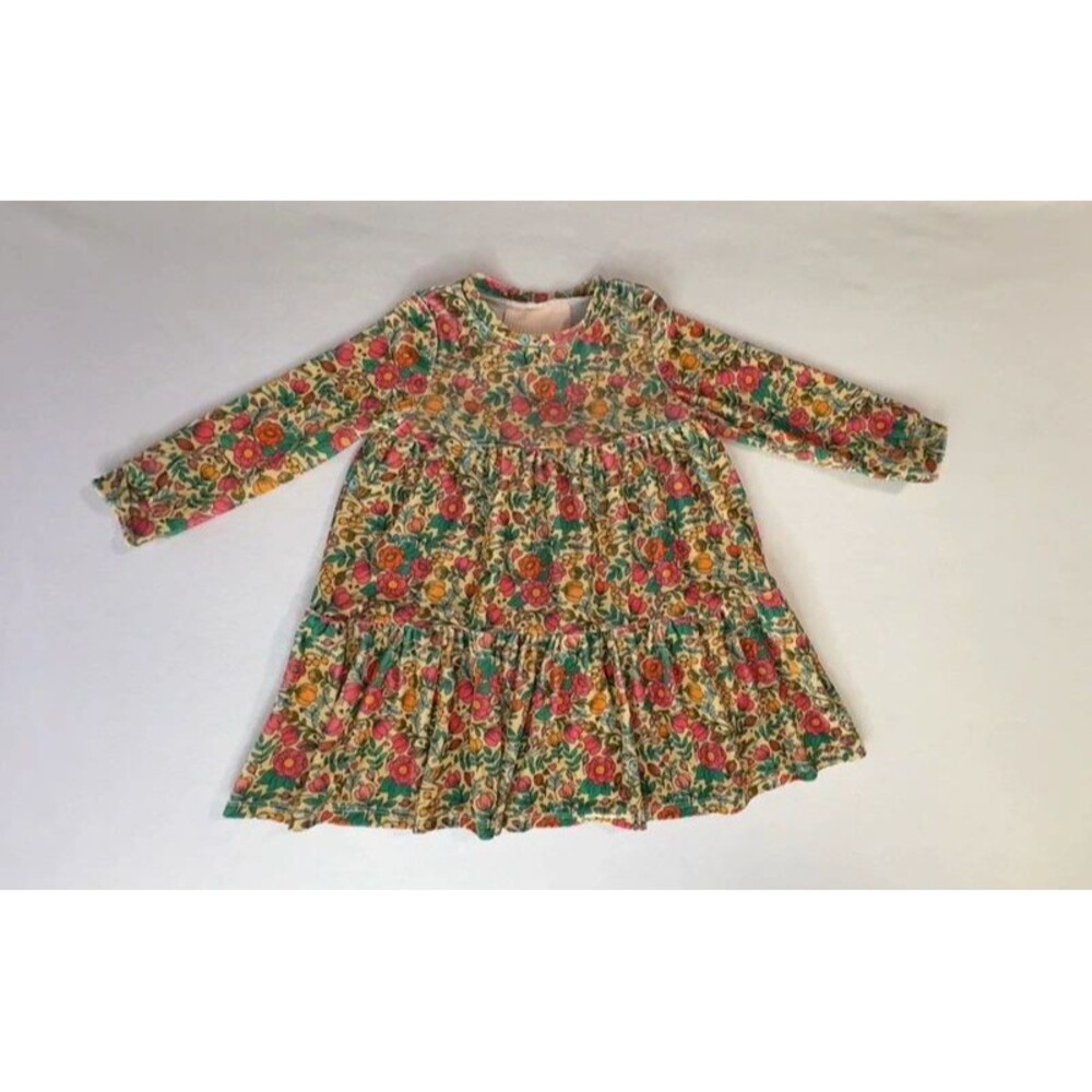 Boutique Floral Tiered Long Sleeve Dress Toddler Girl 3T Fall